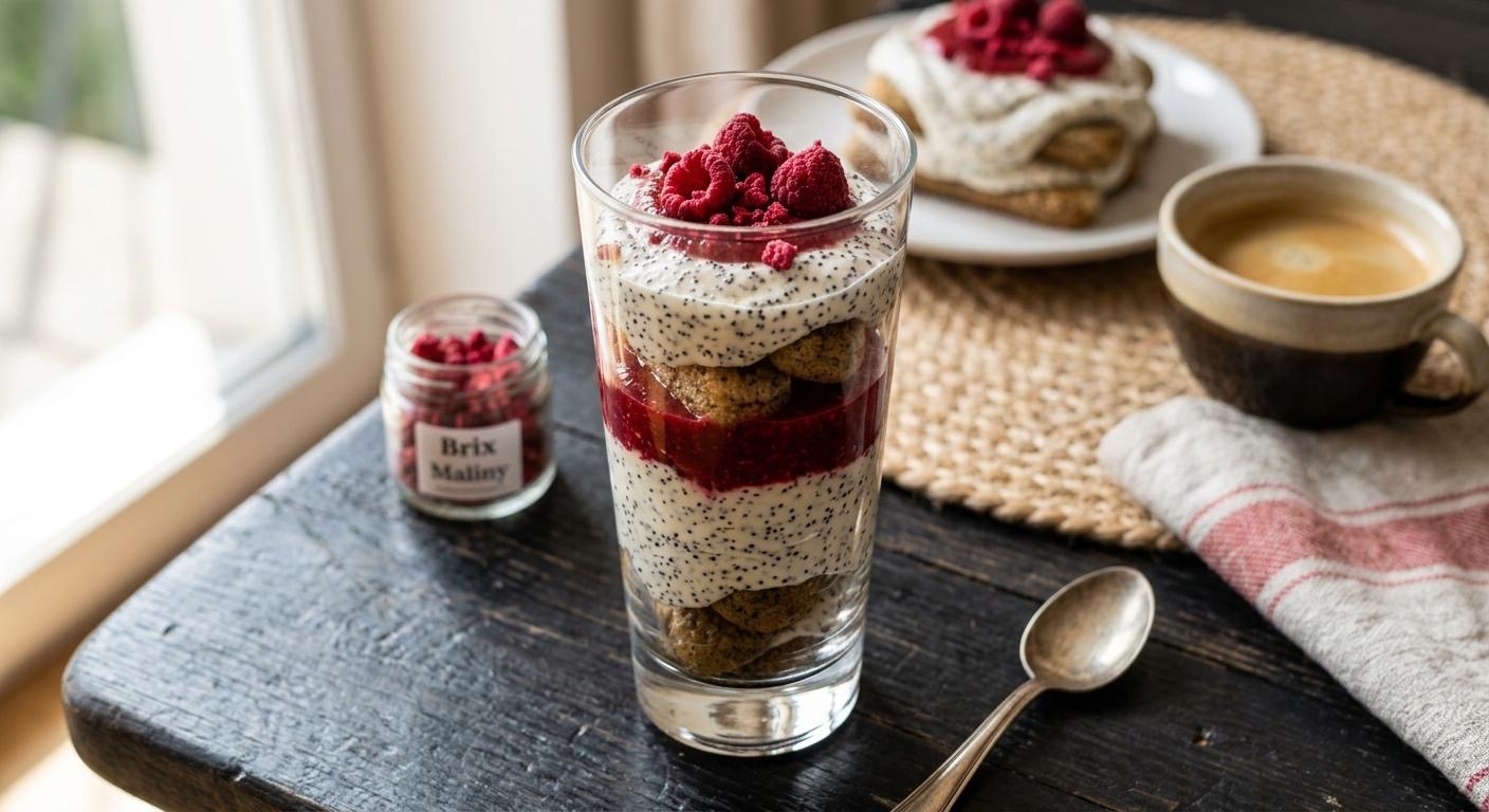 Malinové tiramisu s makom a lyofilizovanými malinami